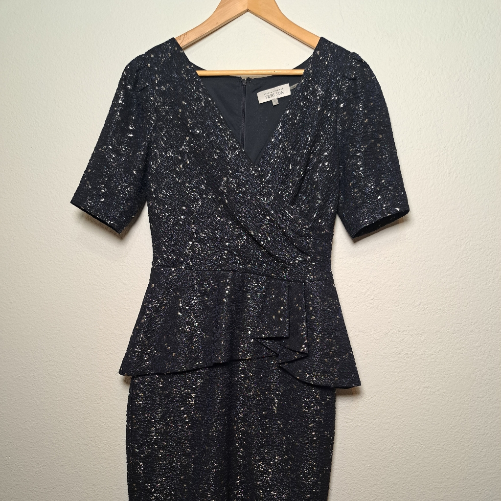 Teri Jon Black And Gold Sequin Dress